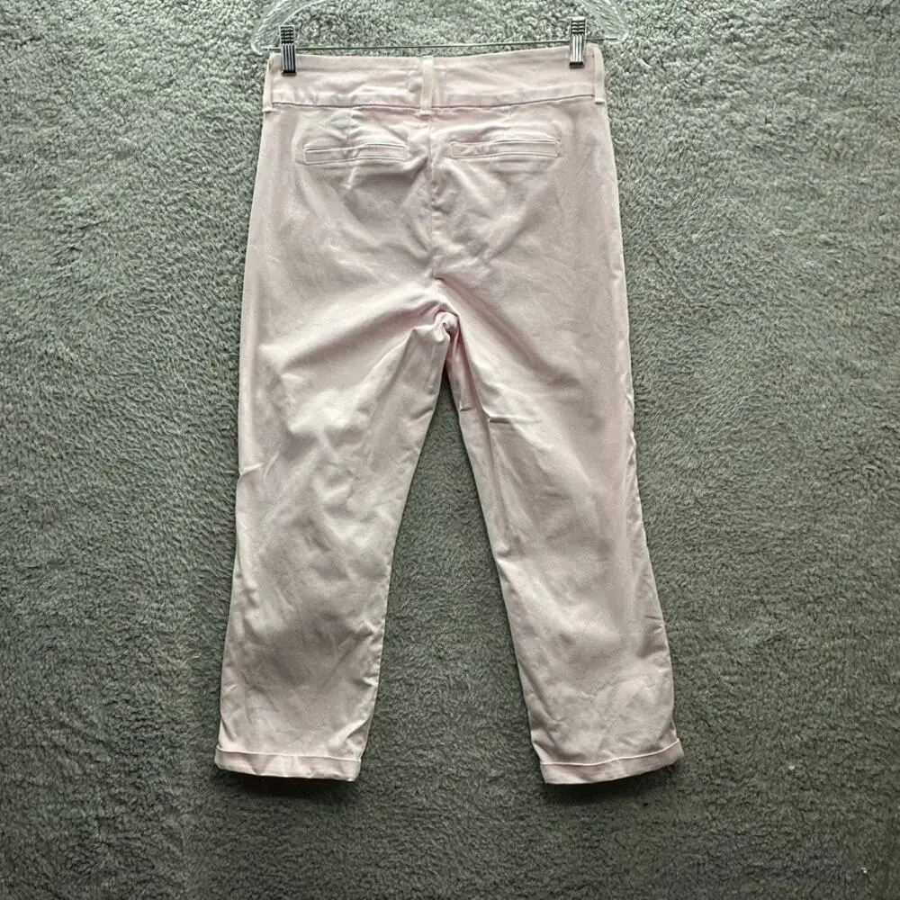 NYDJ Size 6 Pink Capri Stretchy‎ Pants Rhinestones on Cuffs Comfort Casual